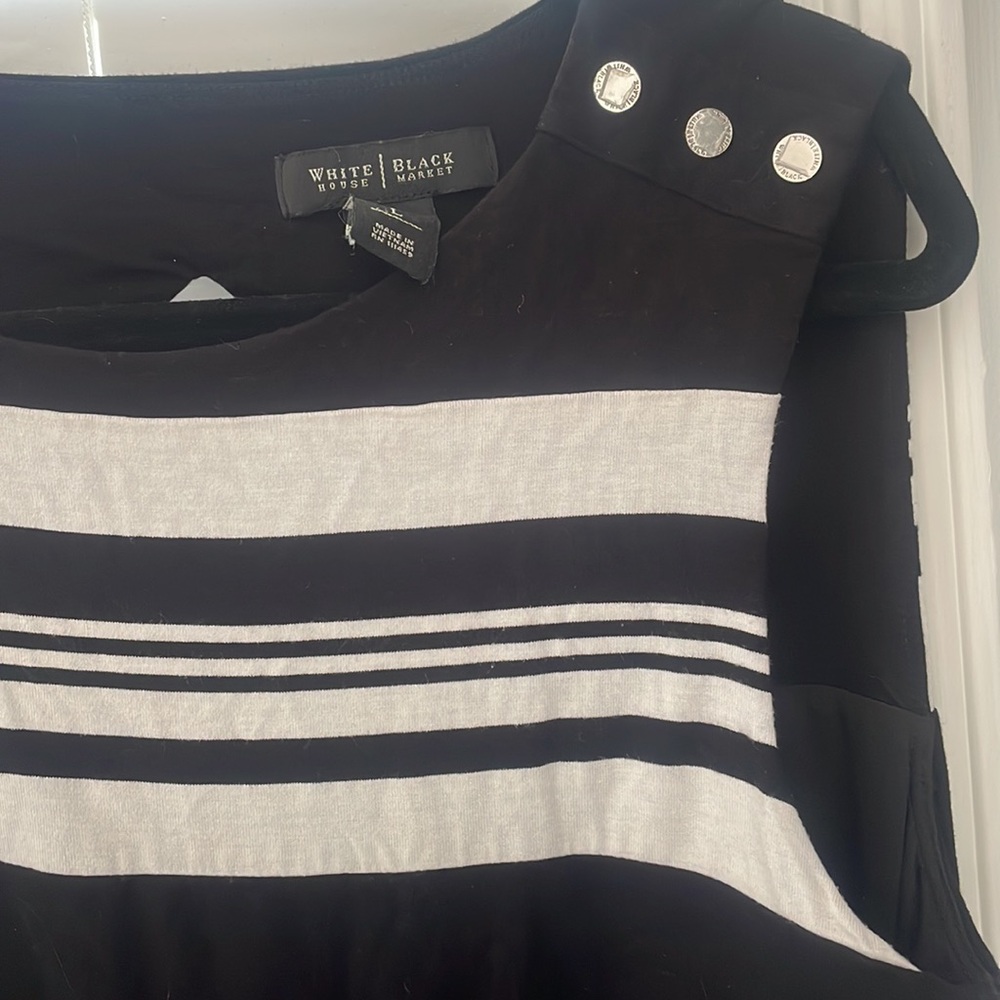 White House Black Market Black and White Striped Midi Dress - Picture 6 of 15
